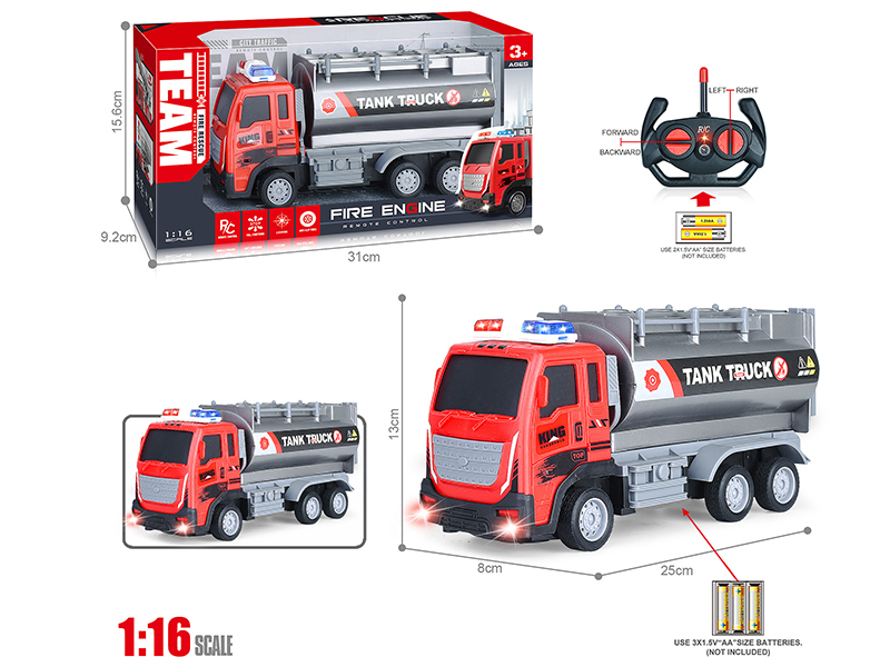 27Mhz 1:16 4-Channel Remote Control Fire-Crash Water Tender With Headlight(Not Included Batteries)