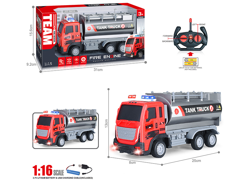 27Mhz 1:16 4-Channel Remote Control Fire-Crash Water Tender With Headlight(Included Batteries)