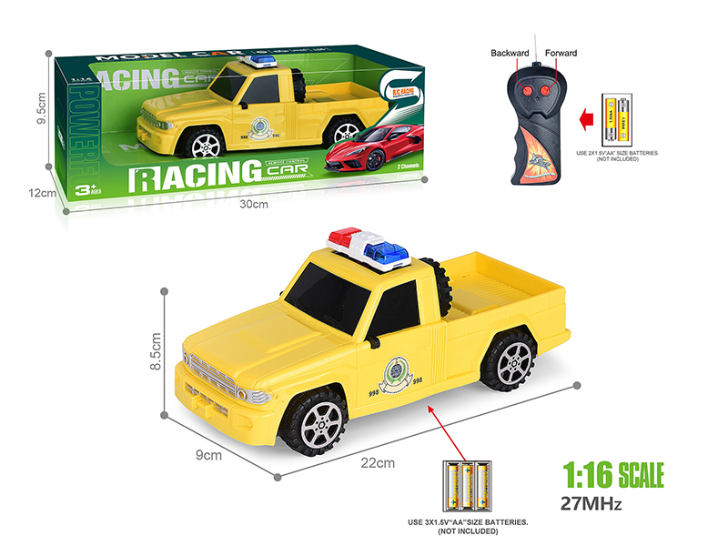 27Mhz 1:16 2-Channel Remote Control Pickup Simulation Fire Control Police Car(Not Included Batteries)