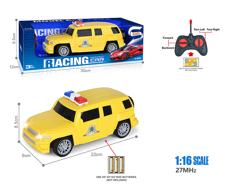27Mhz 1:16 4-Channel Remote Control Land Cruiser Simulation Fire Control Police Car With Headlight(Not Included Batteries)