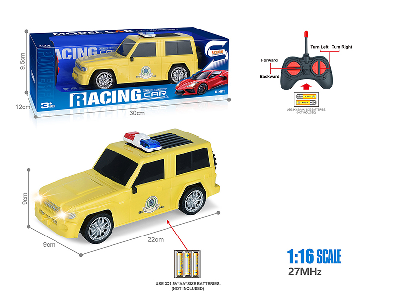27Mhz 1:16 4-Channel Remote Control Wrangler Simulation Fire Control Police Car With Headlight(Not Included Batteries)