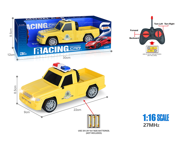 27Mhz 1:16 4-Channel Remote Control Pickup Fire Control Police Car With Headlight(Not Included Batteries)