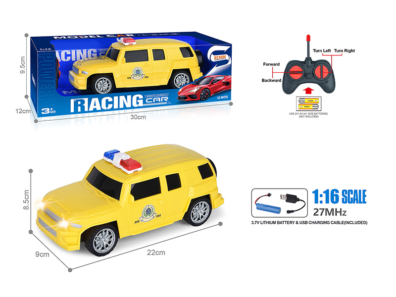 27Mhz 1:16 4-Channel Remote Control Land Cruiser Simulation Fire Control Police Car With Headlight(Included Batteries)