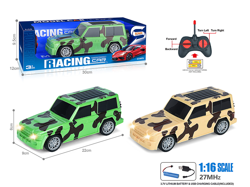 27Mhz 1:16 4-Channel Remote Control Comouflage Wrangler Simulation Car With Headlight(Included Batteries)