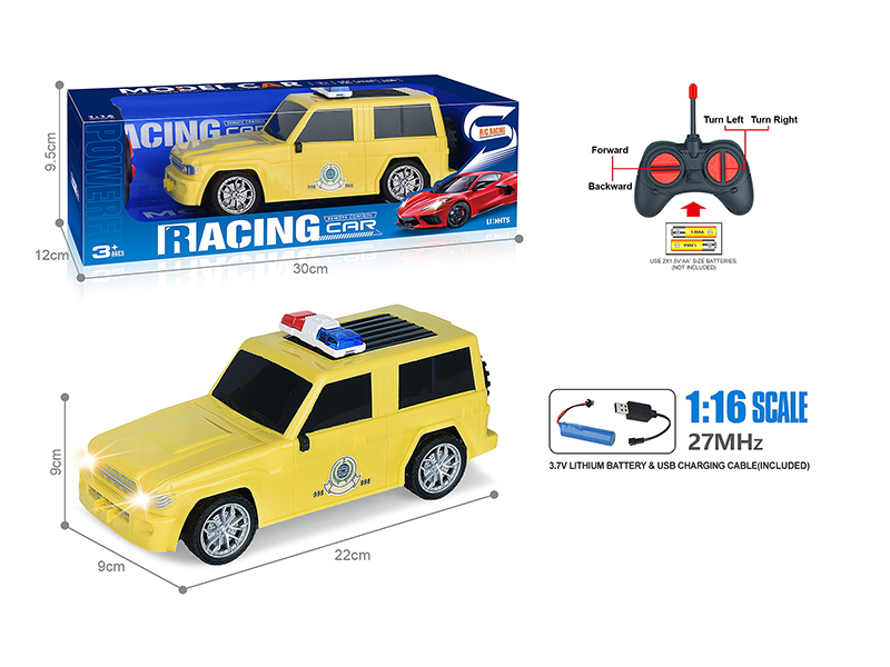 27Mhz 1:16 4-Channel Remote Control Wrangler Simulation Fire Control Police Car With Headlight(Included Batteries)