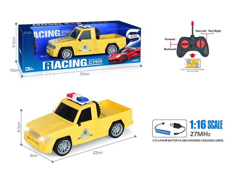 27Mhz 1:16 4-Channel Remote Control Pickup Fire Control Police Car With Headlight(Included Batteries)