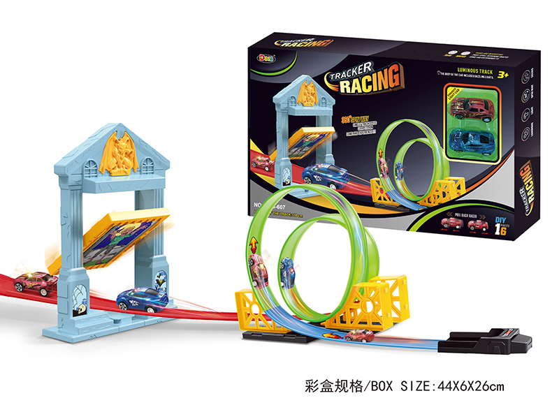 Glow In The Dark Track Pull Back Car Set 16pcs