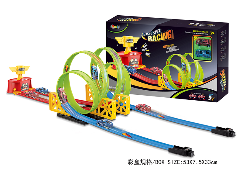 Glow In The Dark Track Pull Back Car Set 27pcs