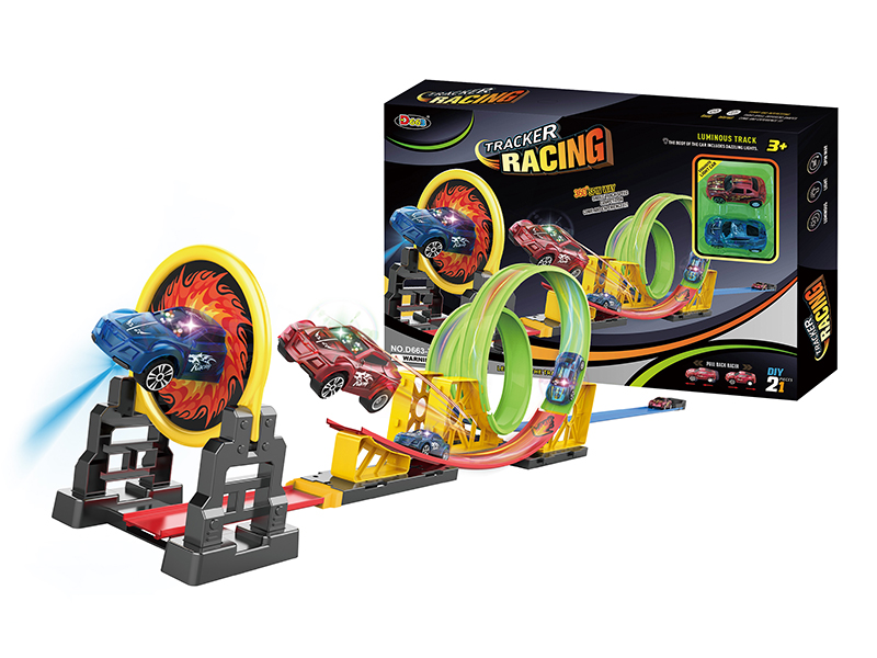 Glow In The Dark Track Pull Back Car Set 21pcs