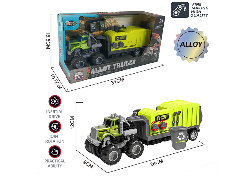 Alloy American Style Trailer City Series Garbage Truck(Friction)