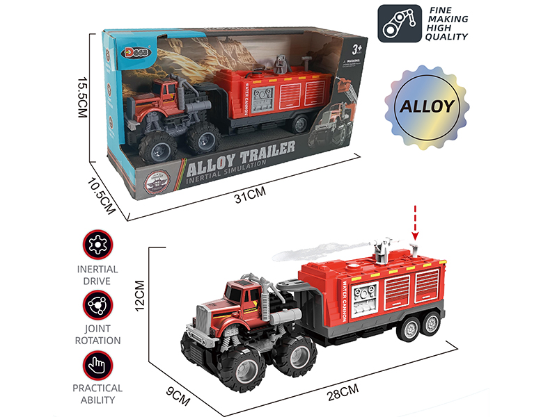 Alloy American Style Trailer Fire Brigade Series Water Tank Truck(Friction)