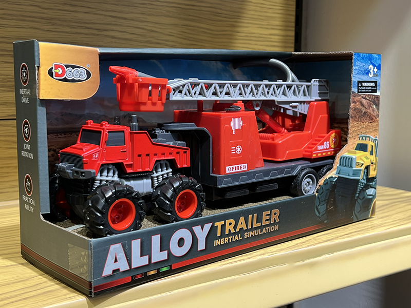 Alloy Trailer Fire Brigade Series Aerial Ladder Truck(Friction)