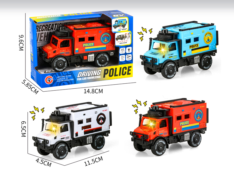 Friction Single Row Unimog Police Car With Light And Sound