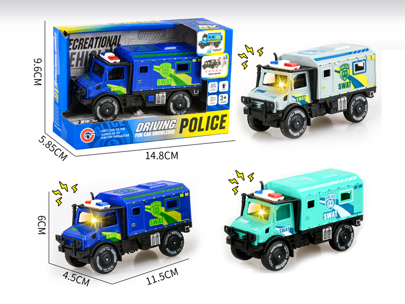 Friction Single Row Unimog Police Car With Light And Sound