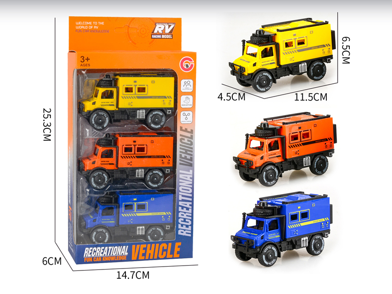 Friction Single Row Unimog Motor Home 3PCS