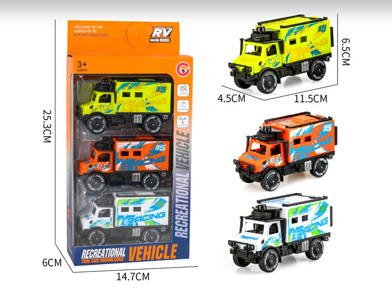 Friction Single Row Unimog Racing Car 3PCS