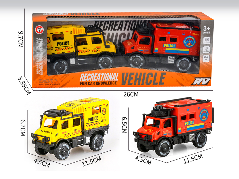 Friction Unimog Police Car 2PCS