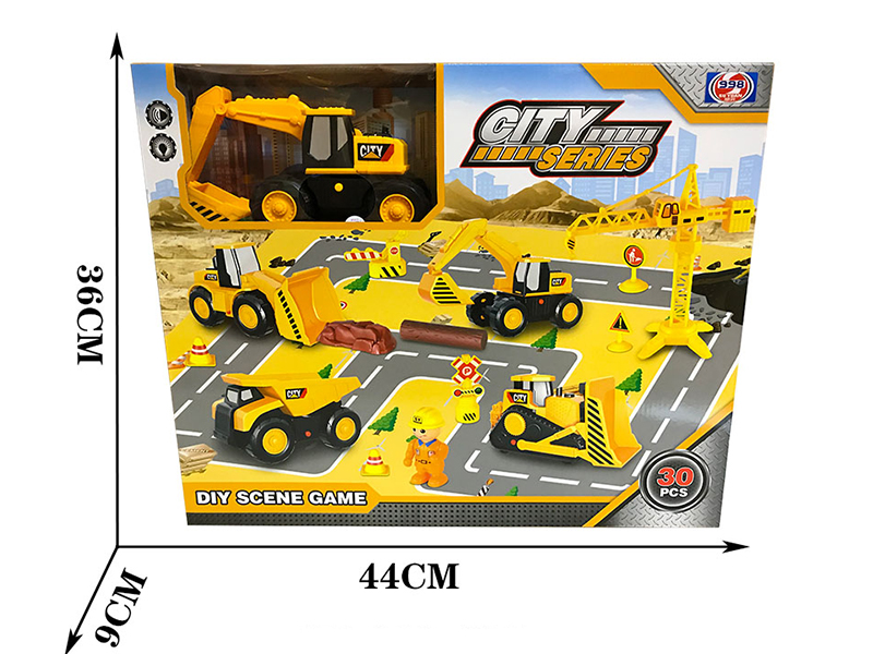 Friction Dump Truck With Lights And Music + Friction Excavator DIY Scene Game