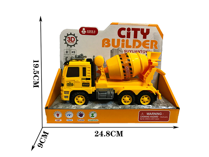 Friction Engineering Truck With 3D Lights And Music(Concrete Mixer)