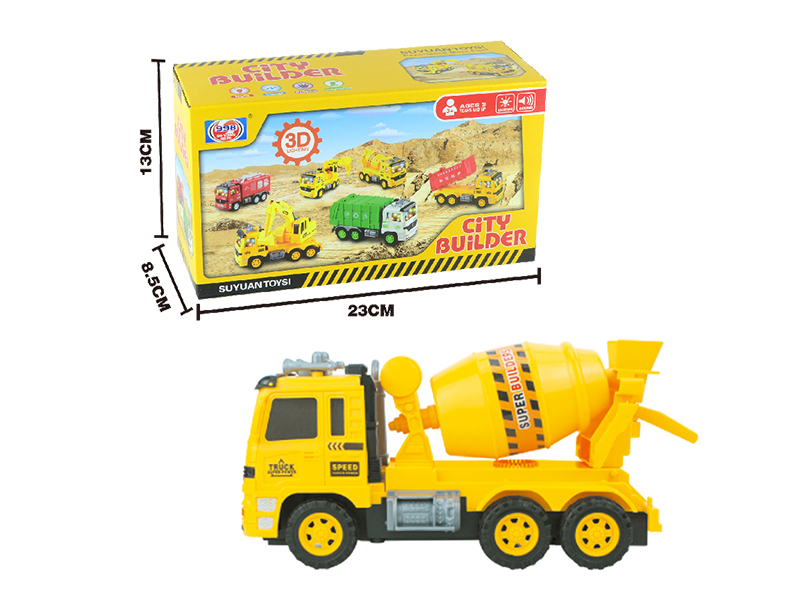 Friction Engineering Truck With 3D Lights And Music(Concrete Mixer)