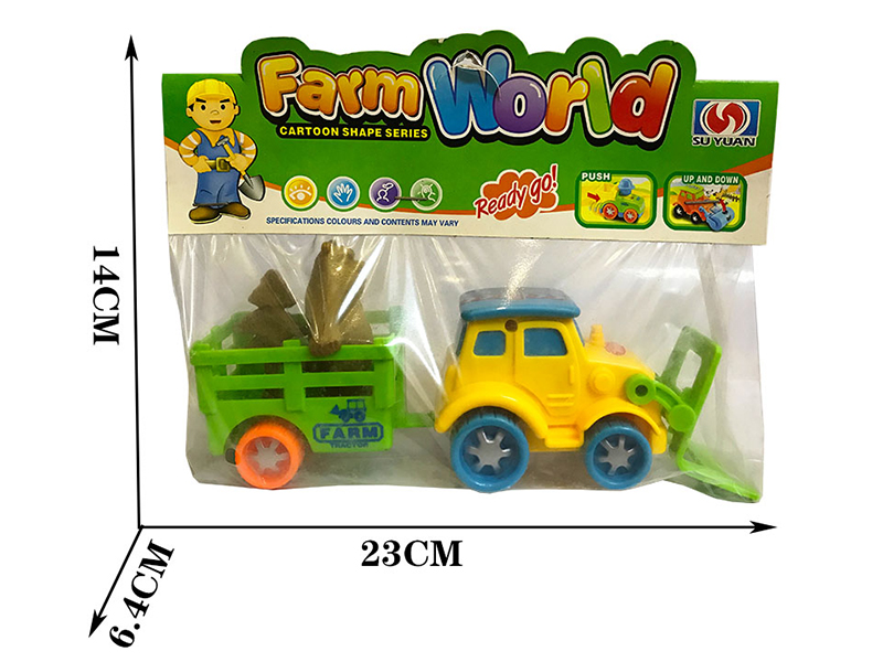 Friction Cartoon Farm Trailer + Bear/Tree/Sand