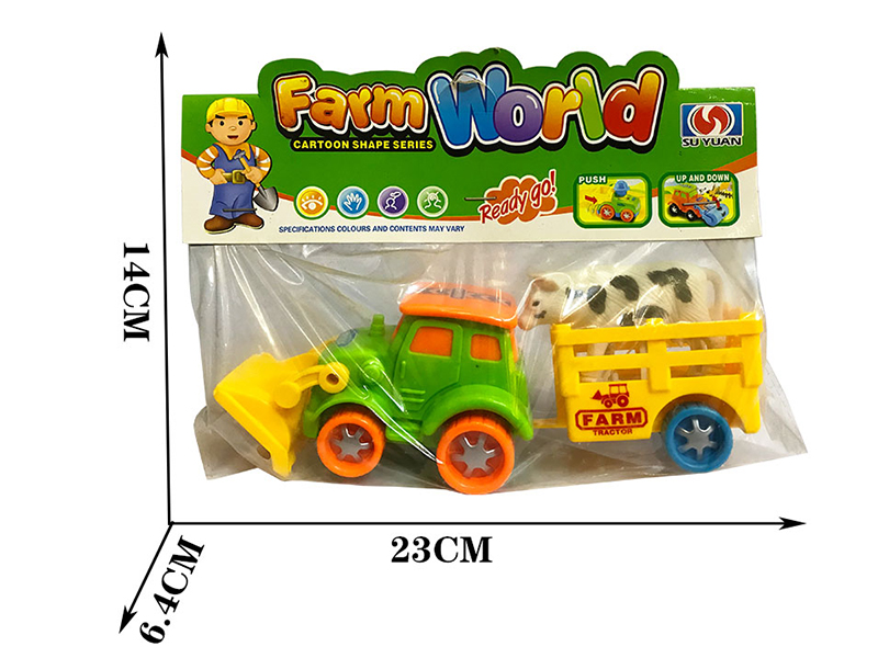 Friction Cartoon Farm Trailer + Cattle/Horse/Sheep