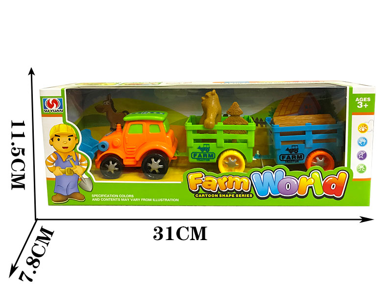 Friction Cartoon Farm Trailer + Bear,Tree,Sand