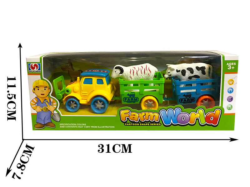 Friction Cartoon Farm Trailer + Animals
