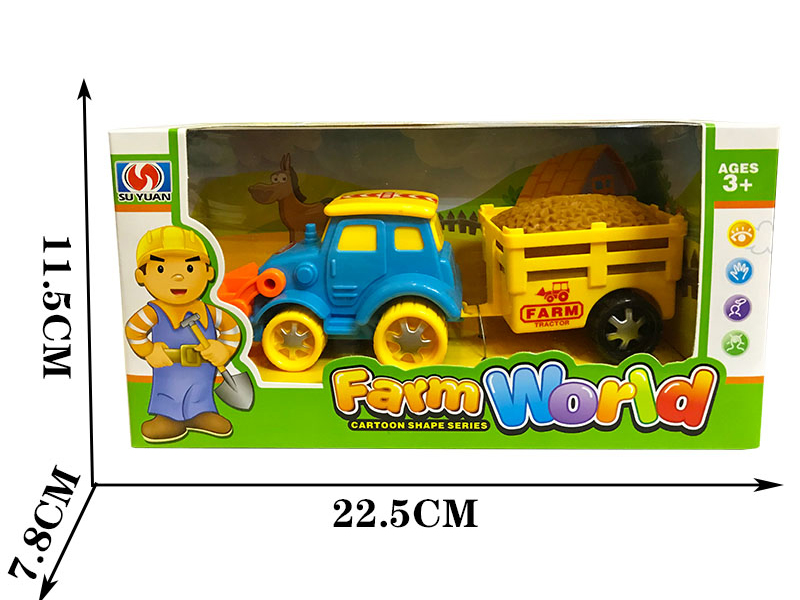 Friction Cartoon Farm Trailer + Bear/Tree/Sand