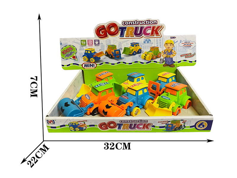 Friction Cartoon Engineering Trucks 6pcs