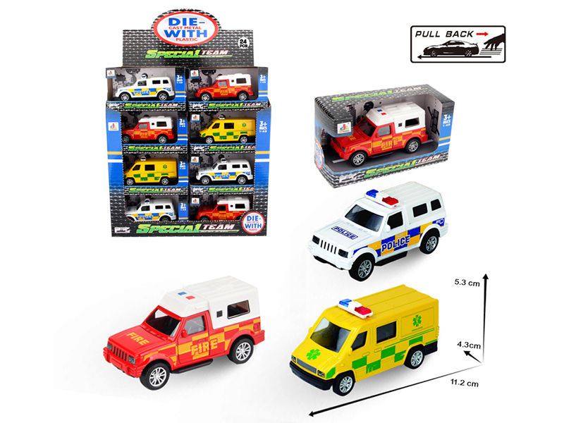1:43 Pull Back Alloy Police Cars 24pcs