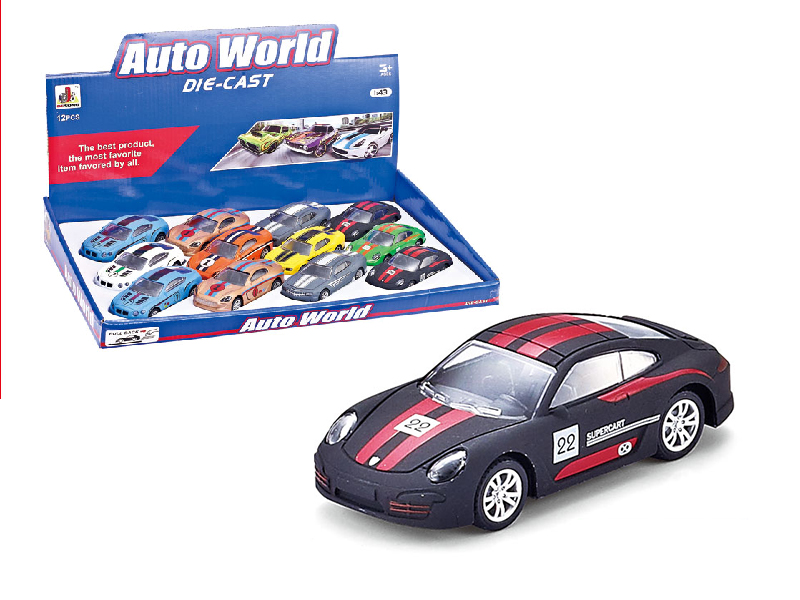 1:43 Pull Back Alloy Sports Cars 12pcs