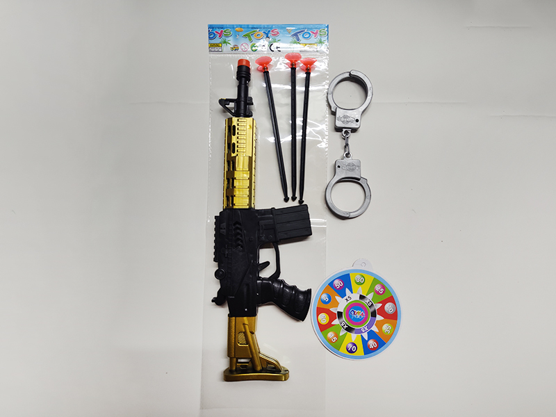 Spray-Painted Needle Gun With Target, Handcuffs