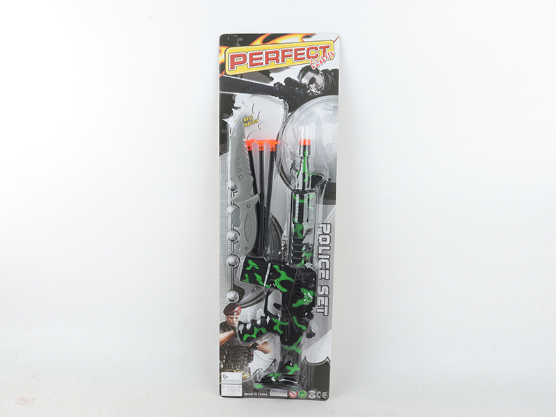 Comouflage Needle Gun With Military Badge, Dagger