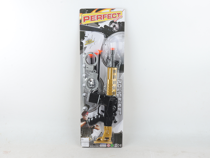 Spray-Painted Needle Gun With Police Badge, Handcuffs