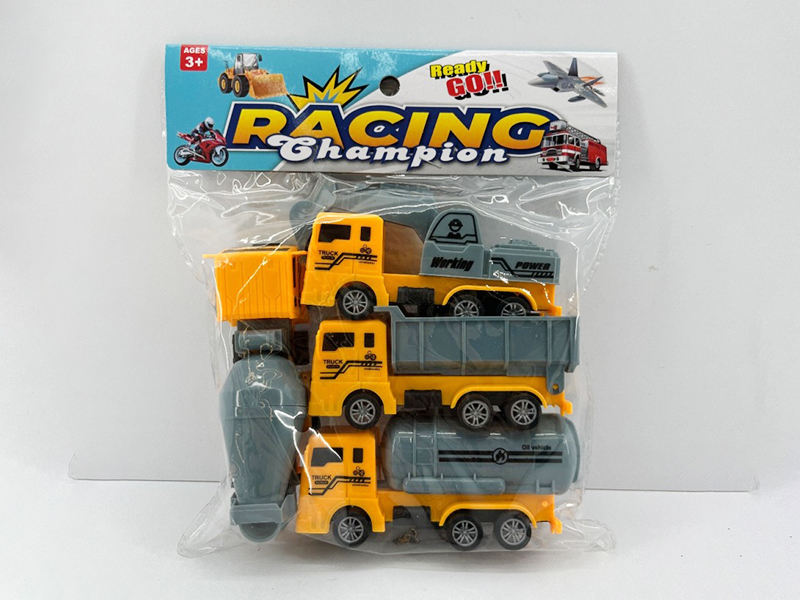 4pcs Pull Back Engineering Trucks