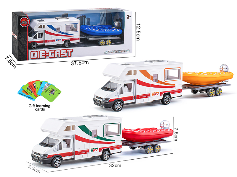 Pull Back Alloy Motorhome With Rubber Boat