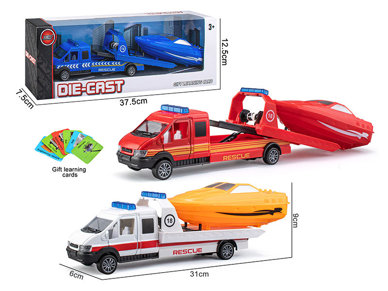 Pull Back Alloy Car + Speedboat