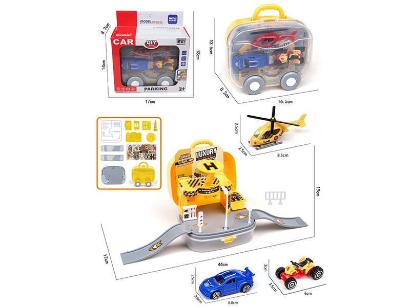 Storage Parking Lot(1 Helicopter + 1 Slide Car + 1 Slide Beach Motorcycle)