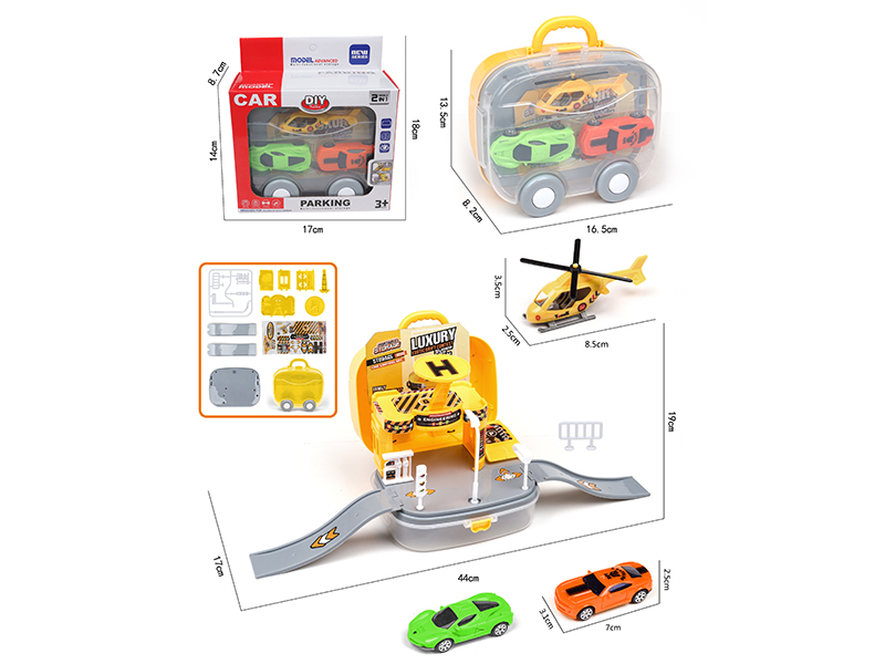 Storage Parking Lot(1 Helicopter + 2 Slide Sports Cars)