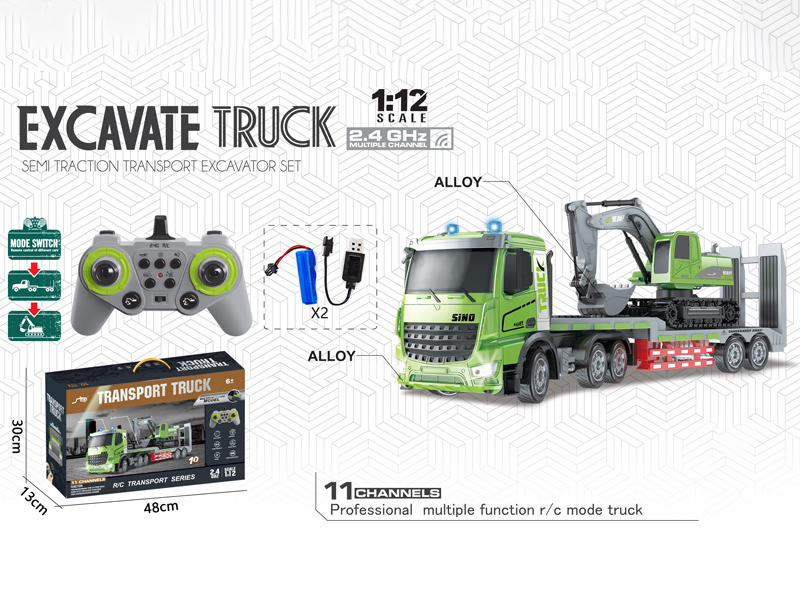 1:12 2.4G 11CH R/C Alloy Semi Transport Vehicle With Light And Music