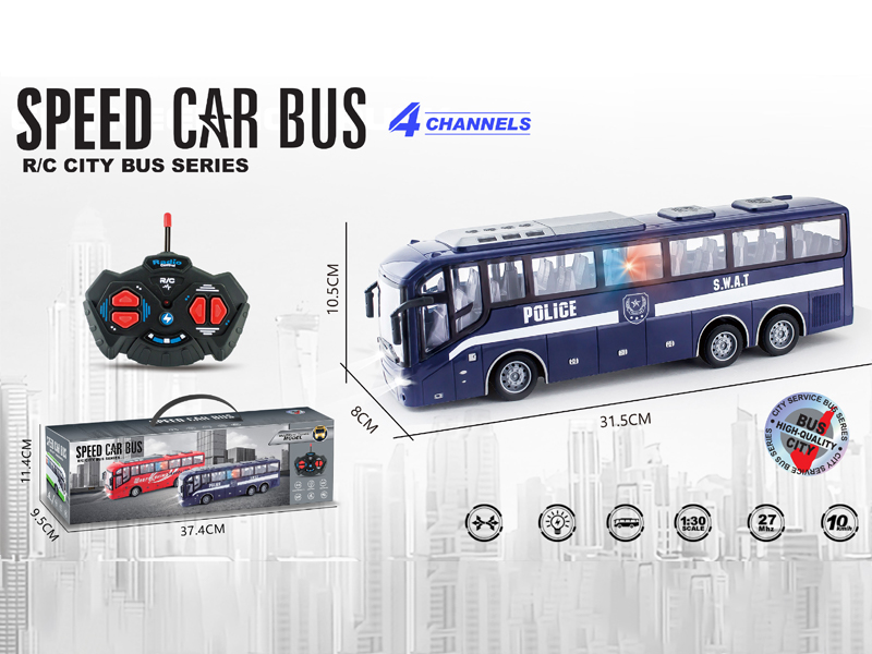 1:30 4CH R/C Special Police Bus With Light