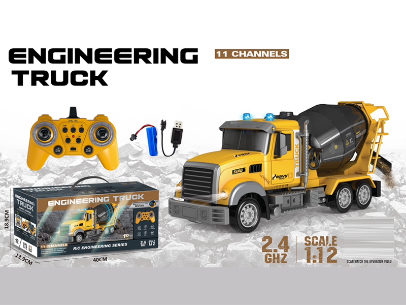 1:12 2.4G11CH R/C Mixing Engineering Vehicle With Light And Music