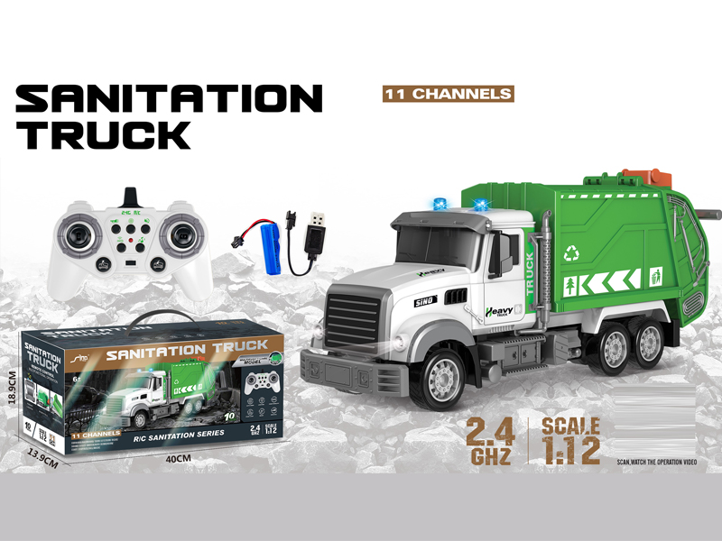 1:12 2.4G 11CH R/C Environmental Sanitation Garbage Truck With Light And Music
