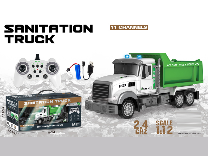 1:12 2.4G  11CH R/C Environmental Sanitation Dump Truck With Light And Music