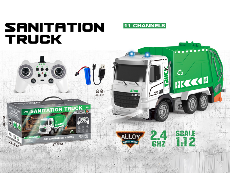 1:12 2.4G  11CH R/C Alloy Waste Sanitation Vehicle With Light And Music
