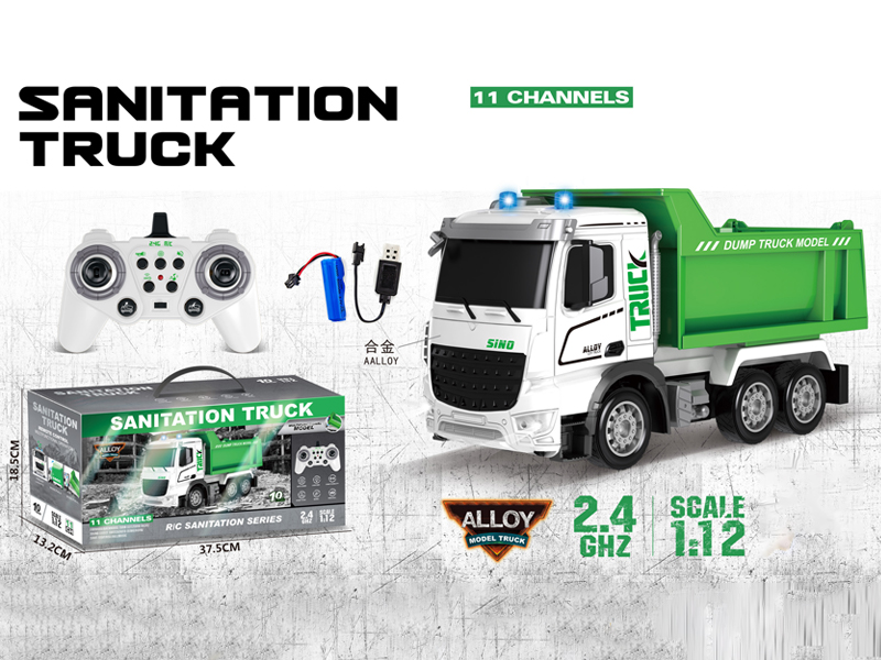 1:12 2.4G  11CH R/C Alloy Dump Sanitation Vehicle With Light And Music