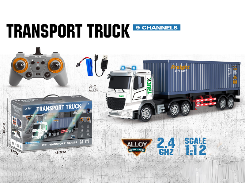 1:12 2.4G 9CH R/C Alloy Container Trailer With Light And Music
