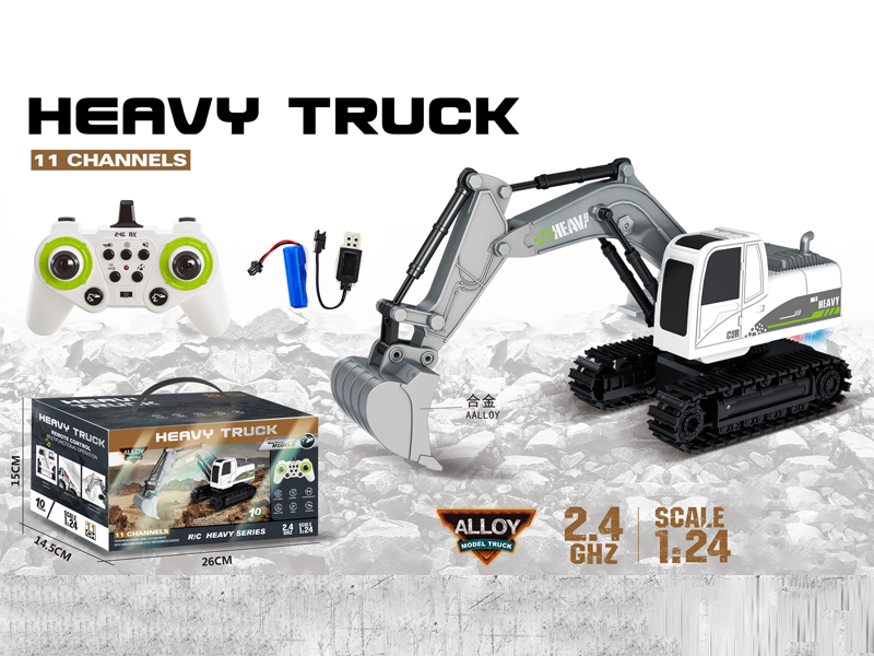 1:24 2.4G 11CH R/C Alloy Tracked Excavation Engineering Vehicle With Light And Music