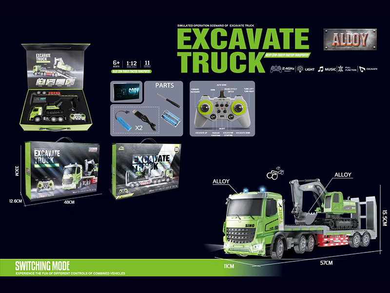 1:12 2.4G 11CH R/C Alloy Semi Transport Vehicle With Light And Music